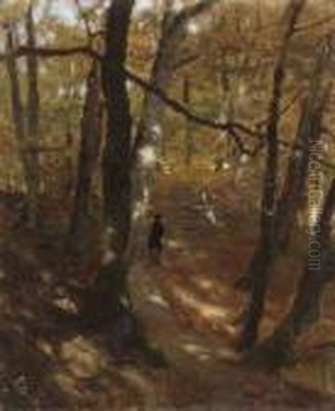 Im Herbstwald. Oil Painting by Ludwig Munthe