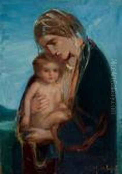 Madonna And Child Oil Painting by Laura Adeline Muntz-Lyall