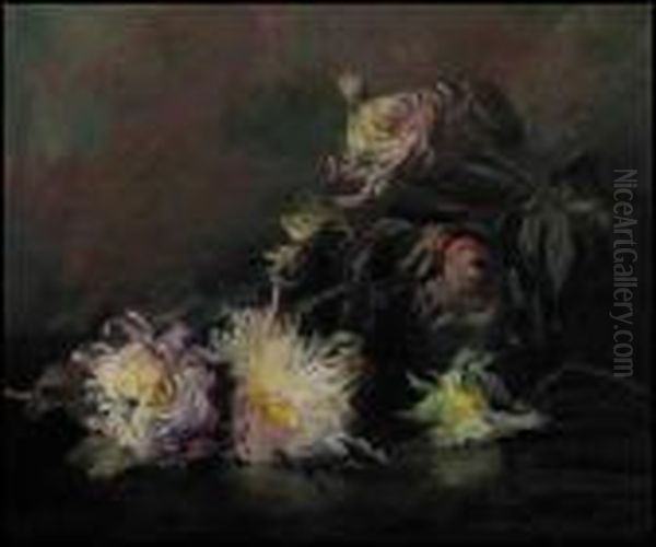 Chrysanthemums Oil Painting by Laura Adeline Muntz-Lyall