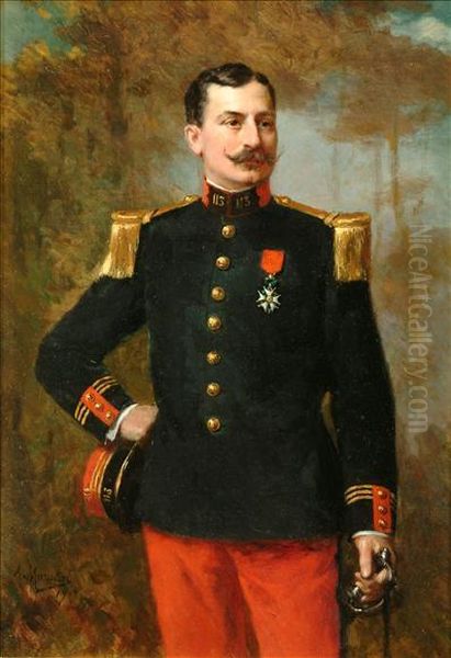 Portrait Of Anofficer Oil Painting by Alphonse Frederic Muraton