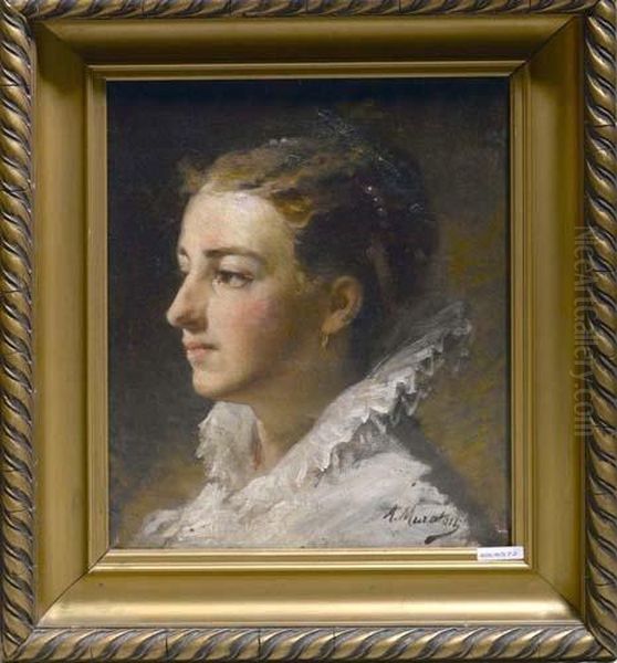 Portrait Einer Jungen Frau. Oil Painting by Alphonse Frederic Muraton