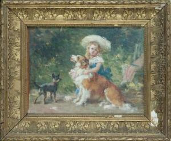 La Jeune Fille Et Ses Chiens Oil Painting by Euphemie,nee Duhanot Muraton