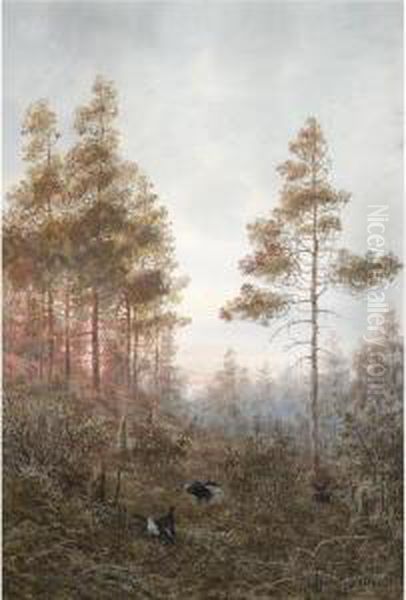 Forest At Dusk Oil Painting by Wladimir Leonidovich Murawjoff