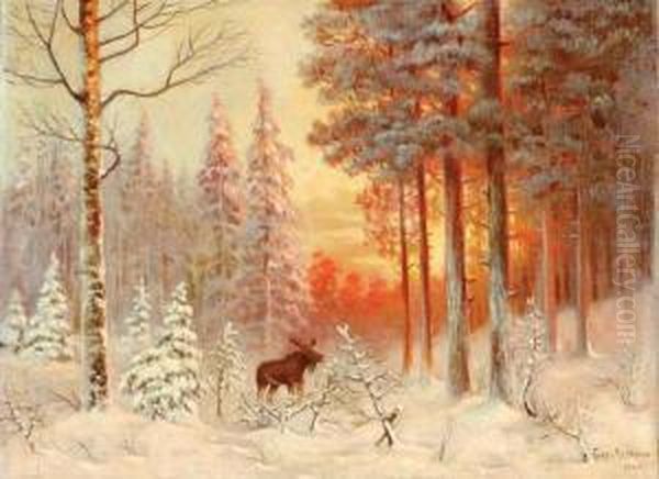 Winter Landscape Oil Painting by Wladimir Leonidovich Murawjoff