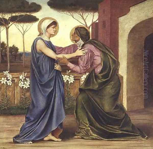 Salutation or The Visitation 1883 Oil Painting by Evelyn Pickering De Morgan