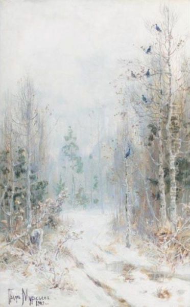 Winter Landscape Oil Painting by Wladimir Leonidovich Murawjoff