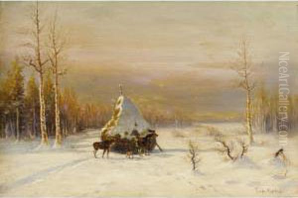 Winter Landscape Oil Painting by Wladimir Leonidovich Murawjoff