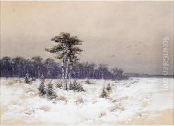 Early Snow Oil Painting by Wladimir Leonidovich Murawjoff