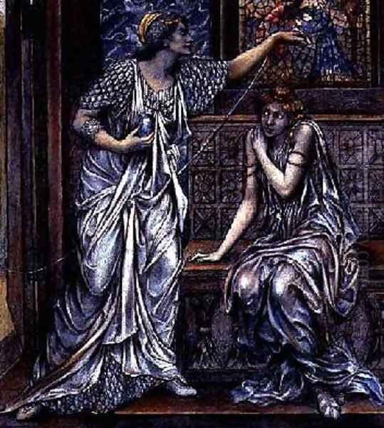 Finished study for Queen Eleanor and Fair Rosamund 1900-5 Oil Painting by Evelyn Pickering De Morgan