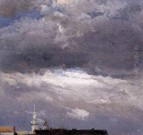 Cloud Study Thunder Clouds Over The Palace Tower At Dresden 1825 Oil Painting by Johan Christian Clausen Dahl