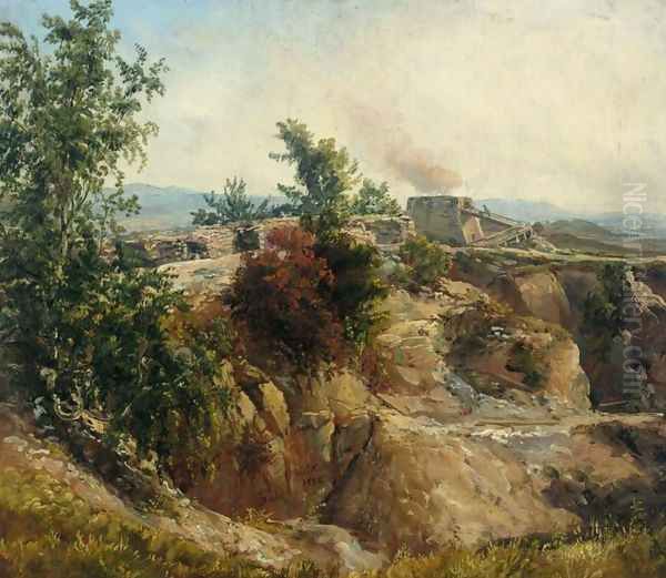 Chalkpit near Maxen (Kalkovn ved Maxen) Oil Painting by Johan Christian Clausen Dahl