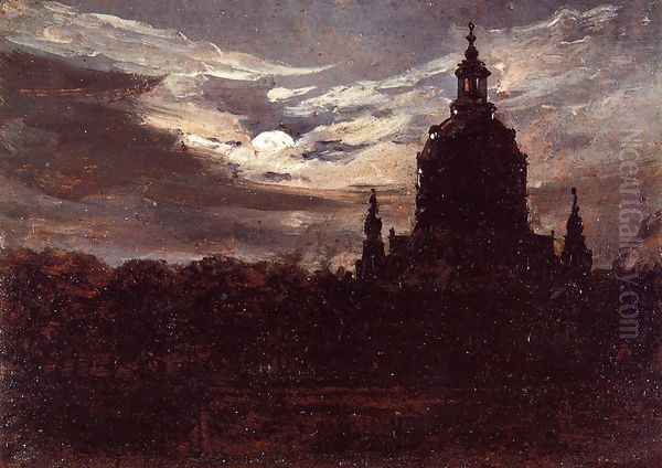 The Frankenkirche, Dresden Oil Painting by Johan Christian Clausen Dahl