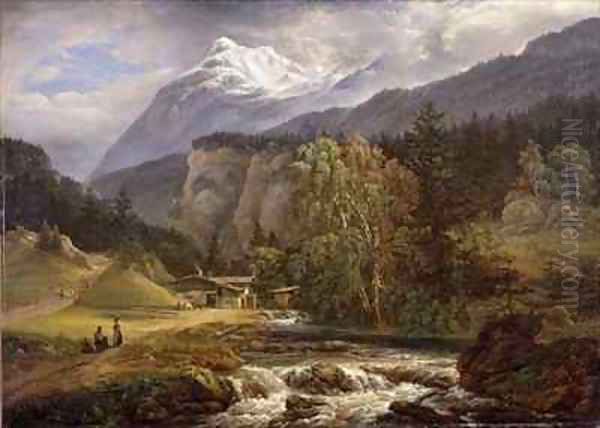 Alpine Landscape Oil Painting by Johan Christian Clausen Dahl