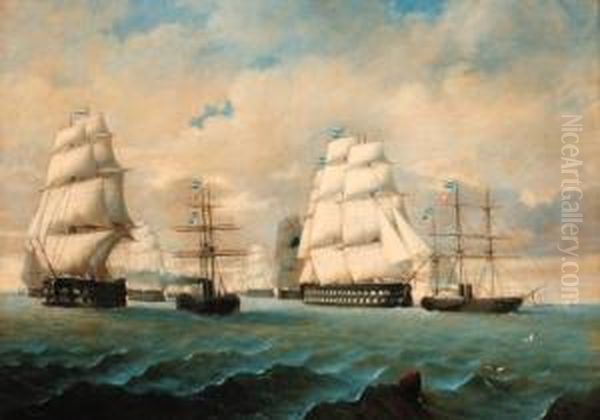 The Fleet Departing For The Baltic Oil Painting by J. Murray