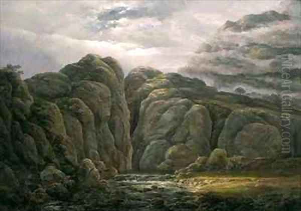 Norwegian Mountain Landscape1 Oil Painting by Johan Christian Clausen Dahl