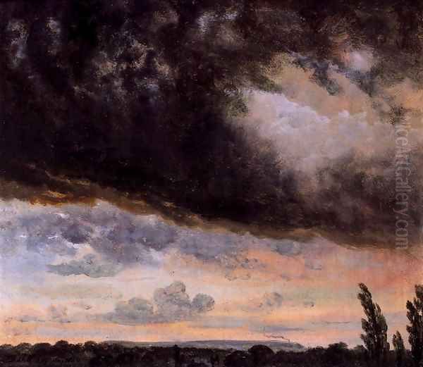 Cloud Study with Horizon Oil Painting by Johan Christian Clausen Dahl