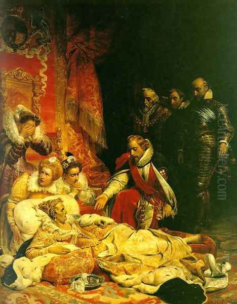 The Death of Elizabeth I, Queen of England 1828 Oil Painting by Paul Delaroche