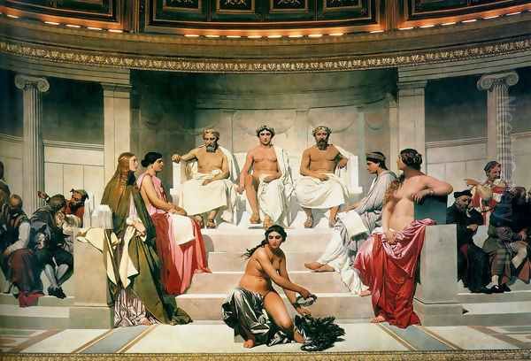 Hemicycle Of The Ecole Des Beaux Arts 1814 Centre Oil Painting by Paul Delaroche