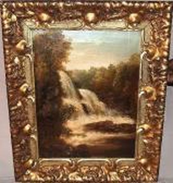 Waterfall Oil Painting by Francis Sydney Muschamp