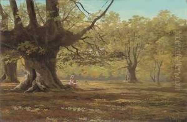 The Old Oak Tree, Sherwood Forest, Nottinghamshire Oil Painting by Francis Sydney Muschamp