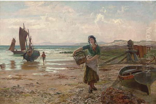 Unloading The Catch Oil Painting by Francis Sydney Muschamp