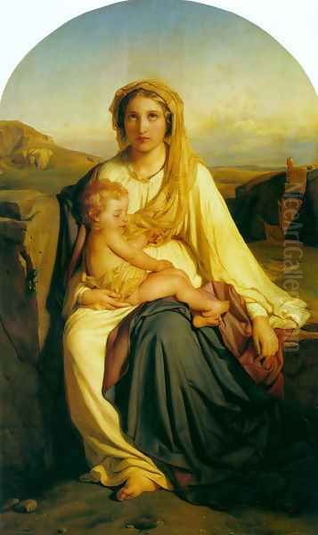 Virgin And Child 1844 Oil Painting by Paul Delaroche