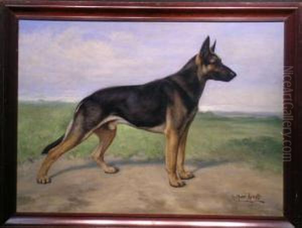 Grand Champion 'erick Von Grafenworth', A German Shepherd Oil Painting by Gustav Muss-Arnolt