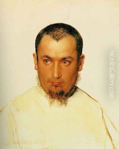 Head of a Camoldine Monk Oil Painting by Paul Delaroche