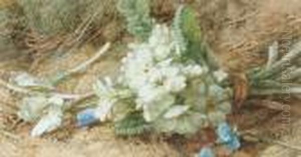 Bunched Primulas Oil Painting by Annie Feray Mutrie