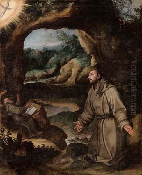 San Francesco In Estasi Oil Painting by Girolamo Muziano