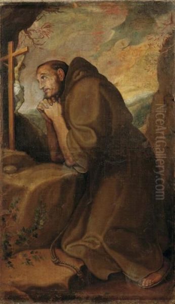 San Francesco In Preghiera Oil Painting by Girolamo Muziano