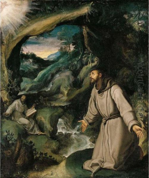 Saint Francis Receiving The Stigmata Oil Painting by Girolamo Muziano