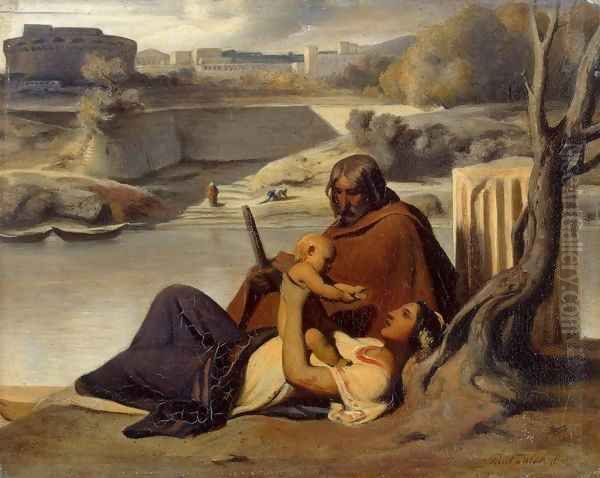 Resting on the Banks of the Tiber Oil Painting by Paul Delaroche