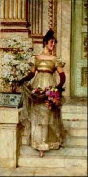 Figura Femminile Con Fiori In Grembo Oil Painting by Giovanni Muzzioli