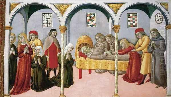 Donna Perna Being Cured on Approaching St Bernardino's Body Oil Painting by Sano Di Pietro