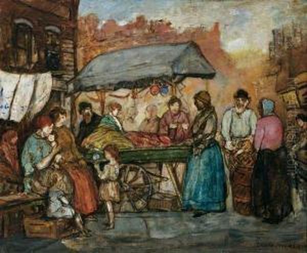 The Street Vendor Oil Painting by Jerome Myers