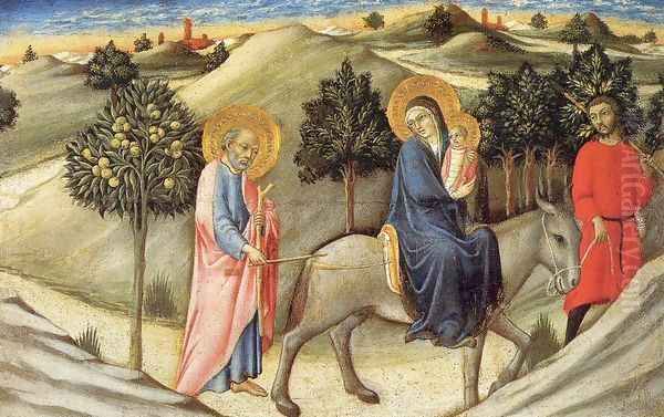 The Flight into Egypt 1450-55 Oil Painting by Sano Di Pietro