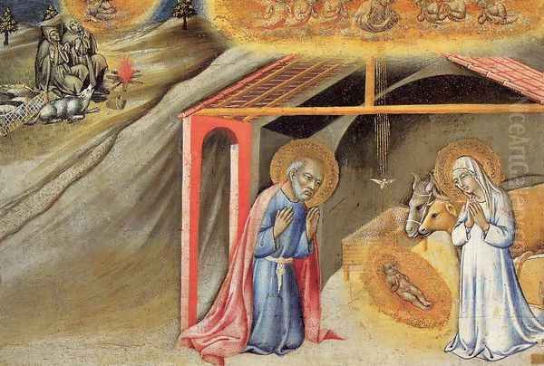 The Nativity and the Annunciation to the Shepherds 1450-55 Oil Painting by Sano Di Pietro