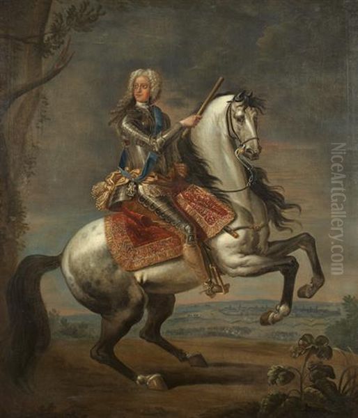 Military Commander On A Rearing Horse Oil Painting by Daniel Mytens