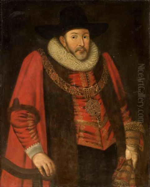 Sir Cuthbert Aket, Alias Hacket Lord Mayor Of London Oil Painting by Daniel Mytens