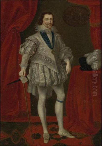 Portrait Of George Villiers, 1st Duke Of Buckingham Oil Painting by Daniel Mytens