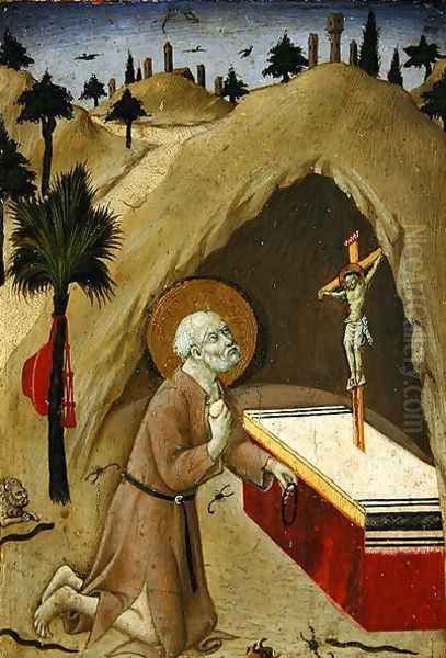 St. Jerome in the Desert Oil Painting by Sano Di Pietro