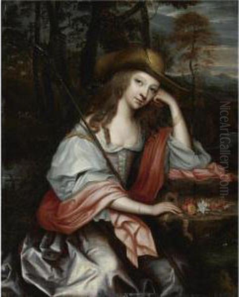 Portrait Of A Young Woman As A Shepherdess Oil Painting by Jan Mytens