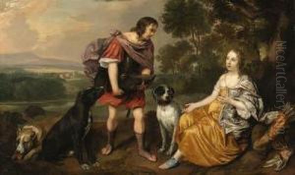 Portrait Histoire Of A Young Man And Lady As Meleager Andatalanta Oil Painting by Jan Mytens