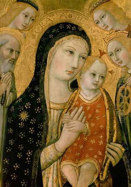 Madonna and Child with SS. Dominic and Catherine of Alexandria Oil Painting by Sano Di Pietro