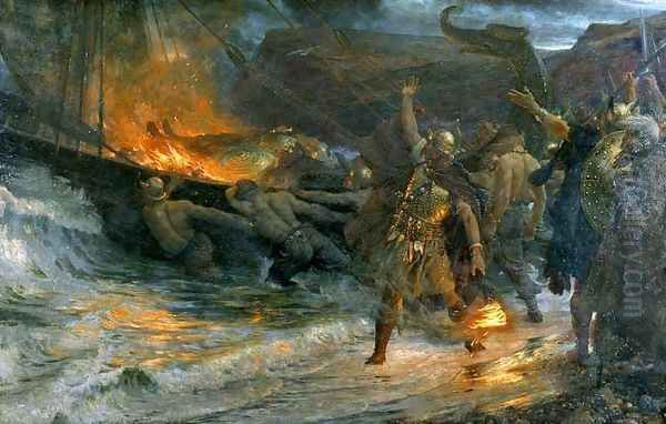 Funeral of a Viking Oil Painting by Sir Thomas Francis Dicksee