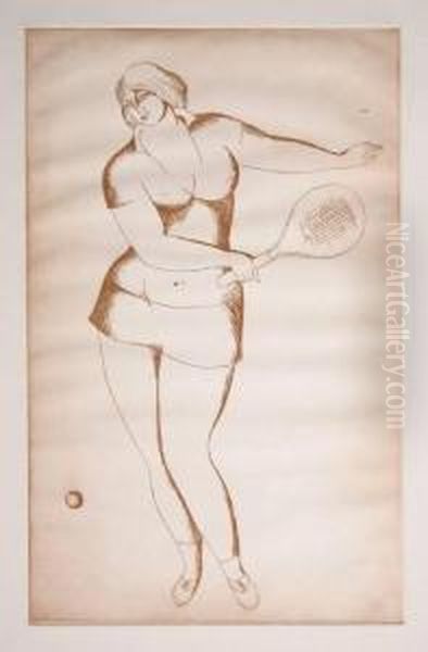 Title: Tennis Player Ii Oil Painting by Elie Nadelman