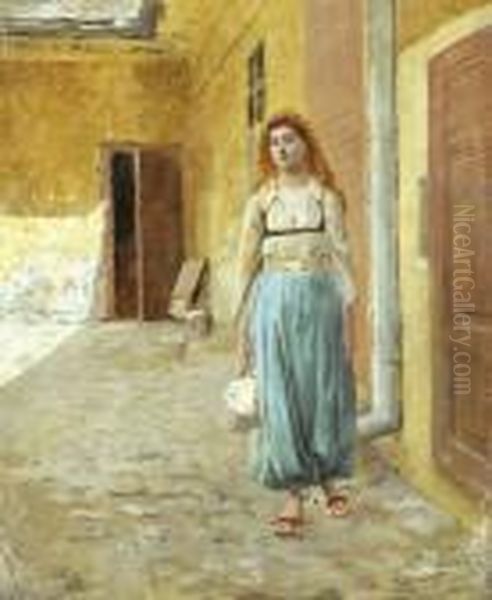 Keleti Udvarbelso Korsos Lannyal Oil Painting by Robert Nadler