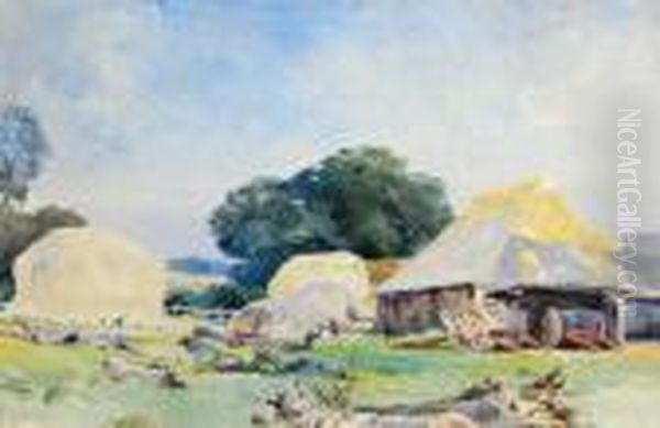 Farm Yard, Wickham Market, Suffolk Oil Painting by Paul Jacob Naftel