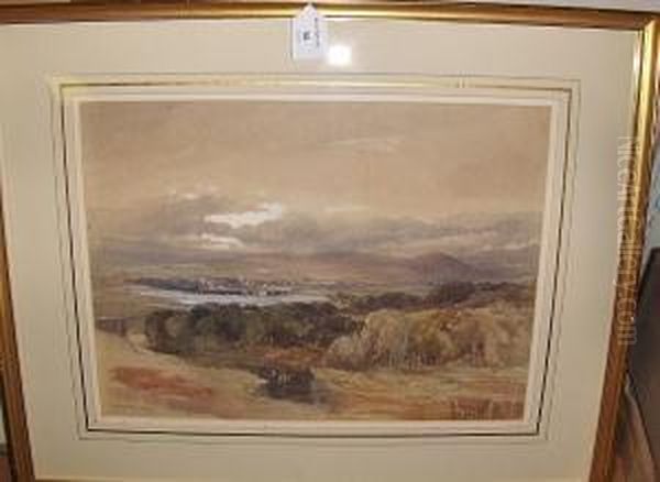 Near Highclere Castle, , Inscribed And Dated 1880 Oil Painting by Paul Jacob Naftel